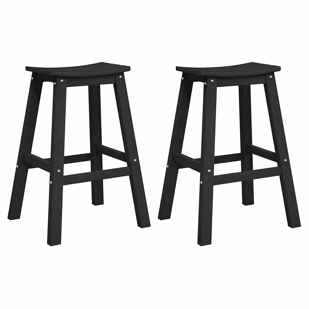 Tabouret de bar 2 pc noir 52 x 43 x 73,5 cm hdpe