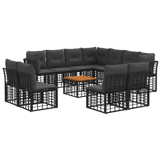 Ensemble de canapés d'extérieur 12 pcs noir et gris foncé