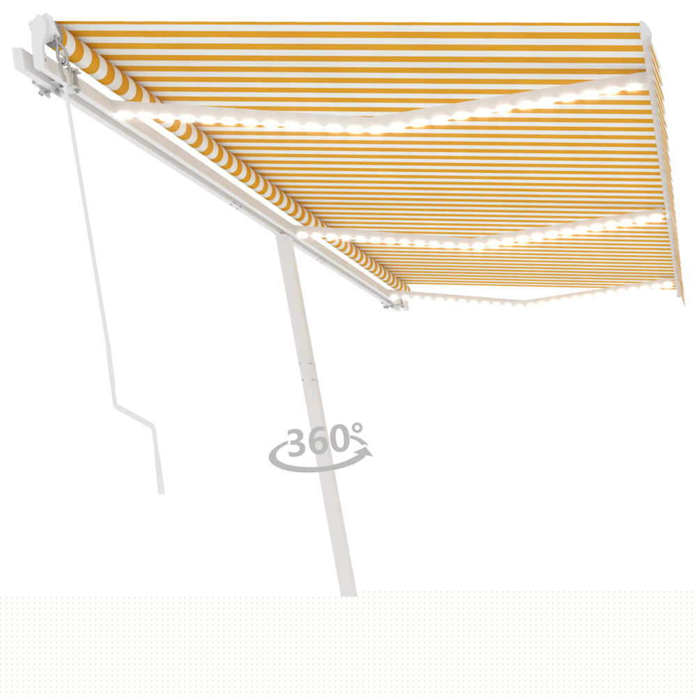 Auvent manuel rétractable avec led 600x300 cm jaune et blanc