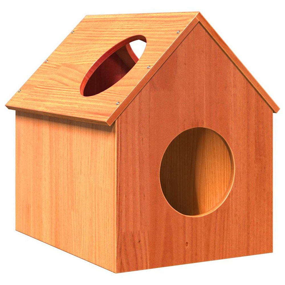 Maison pour chat cire marron 41x50x50 cm bois de pin massif