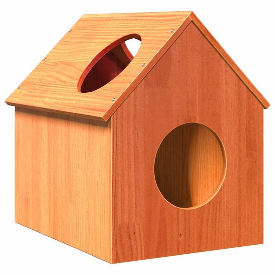 Maison pour chat cire marron 41x50x50 cm bois de pin massif