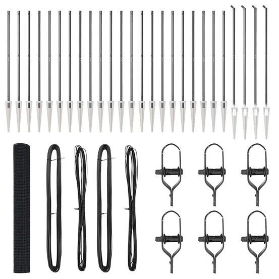 Clôture avec poteaux gris 1.2 x 50 m acier