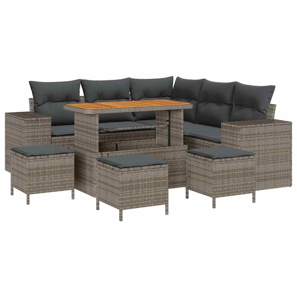 Ensemble de canapé de jardin 9 pc 8-nombre de places gris
