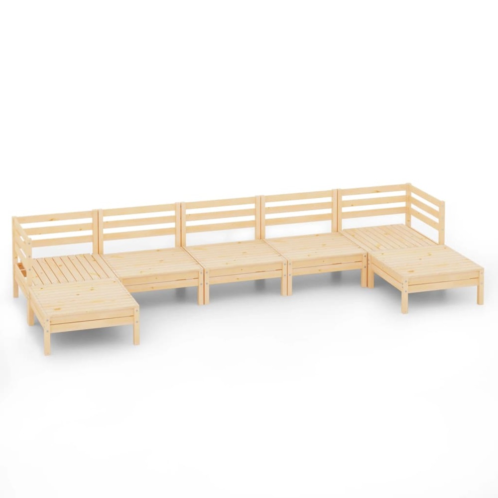 Salon de jardin meuble d'extérieur ensemble de mobilier 7 pièces bois de pin massif