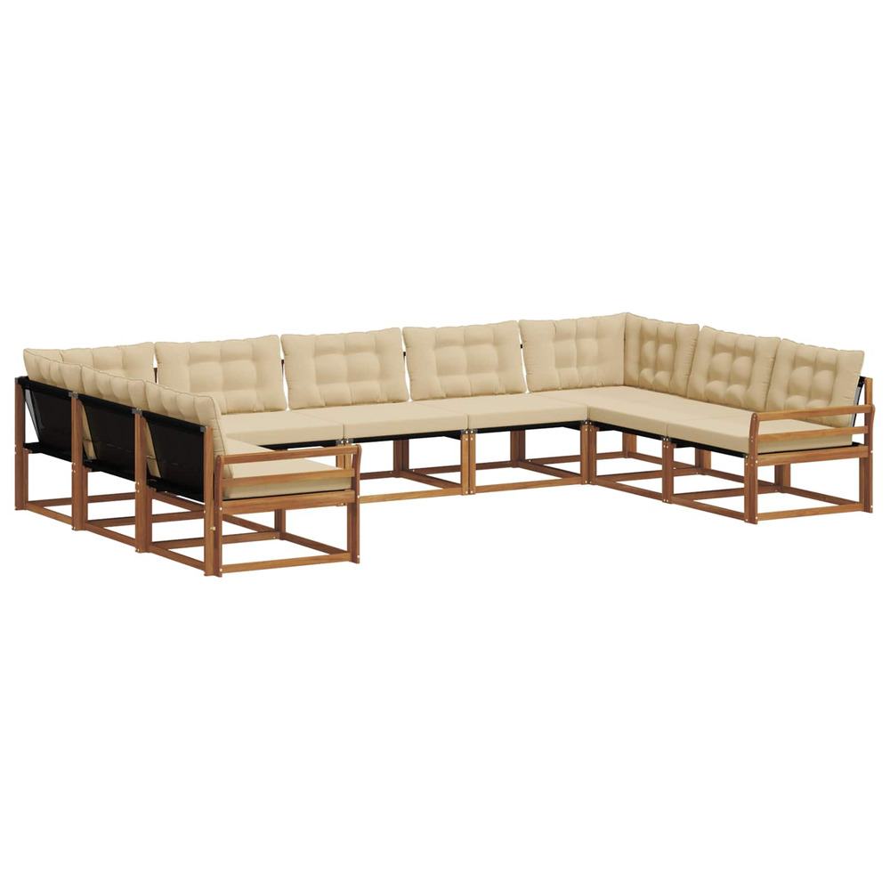 Ensemble de canapés d'extérieur 9 pcs naturel et beige