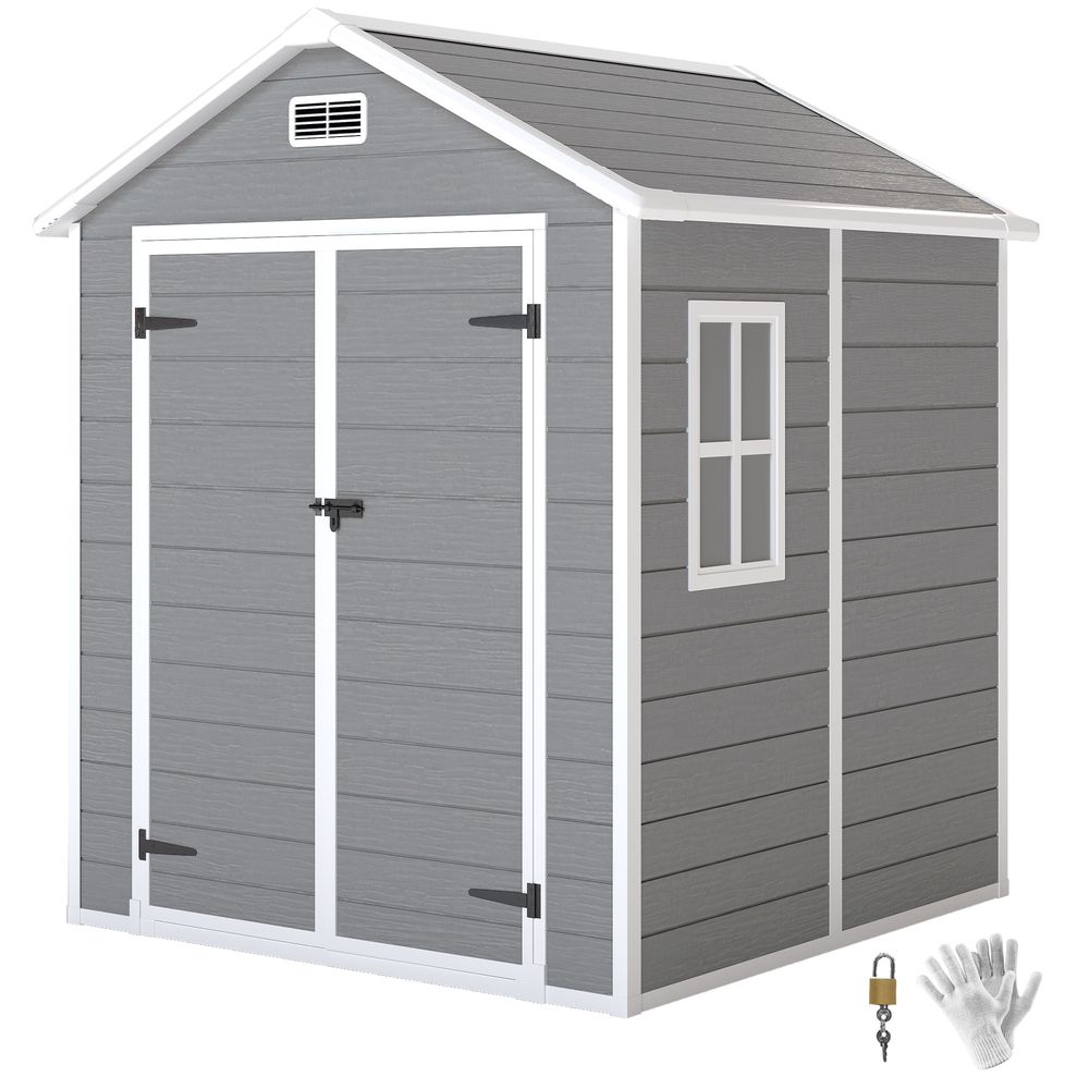 Abri de jardin surface utile 2,4m² - 182x151x219cm - fenêtre, plancher, 2 grilles ventilation - alu pp gris