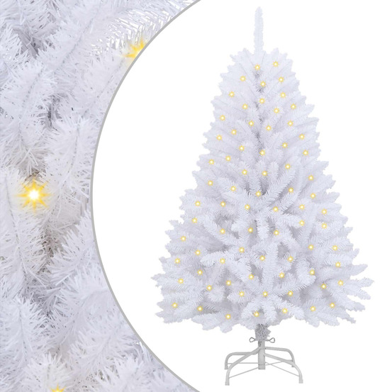 Sapin de noël artificiel avec 150 led blanc 150 cm pvc et métal