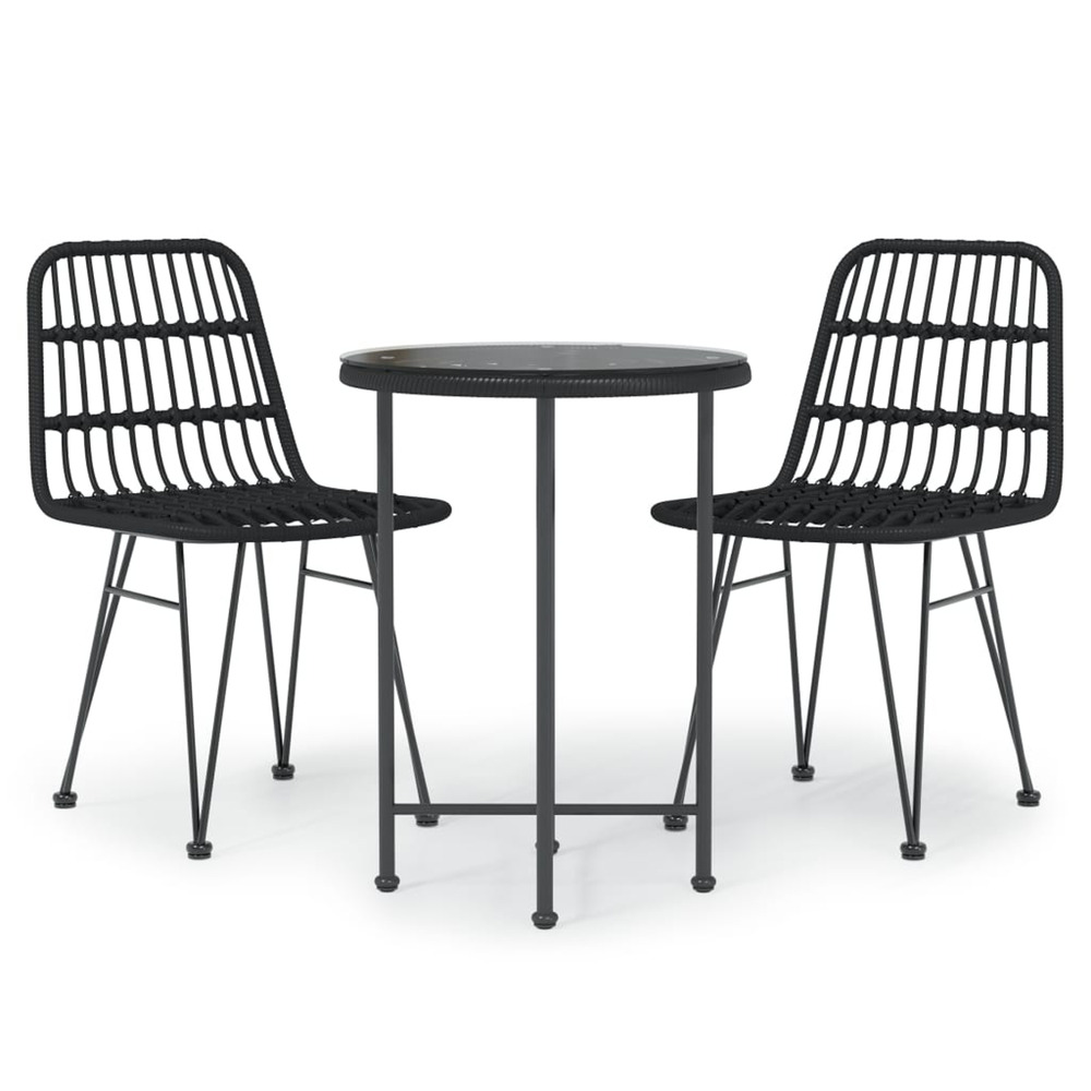 Ensemble à manger de jardin 3 pcs noir résine tressée