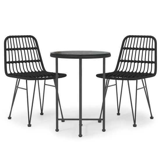 Ensemble à manger de jardin 3 pcs noir résine tressée