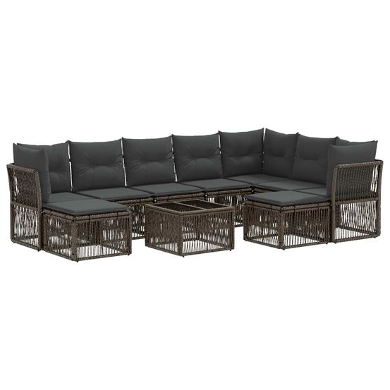 Ensemble de canapé de jardin 10 pc gris polyrotin