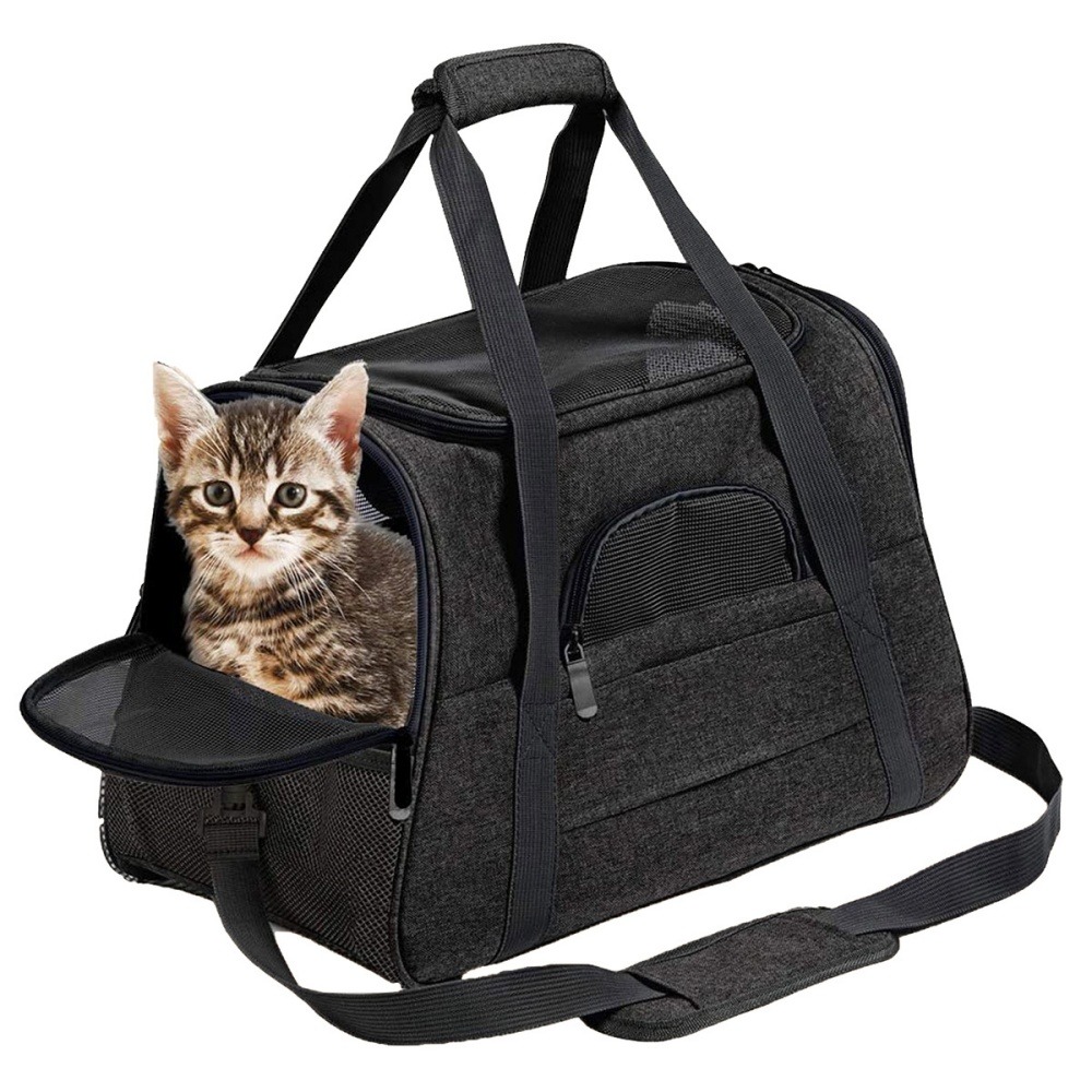 Sac à dos de chat portable et respirant pour sorties noir petit downypaws