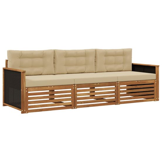 Ensemble de canapés d'extérieur 3 pc naturel et beige polyester