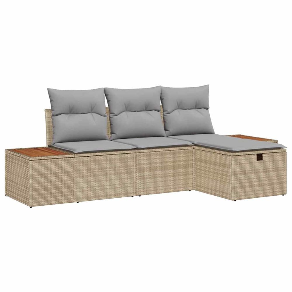 Ensemble de canapé de jardin 4 pc beige polyrotin