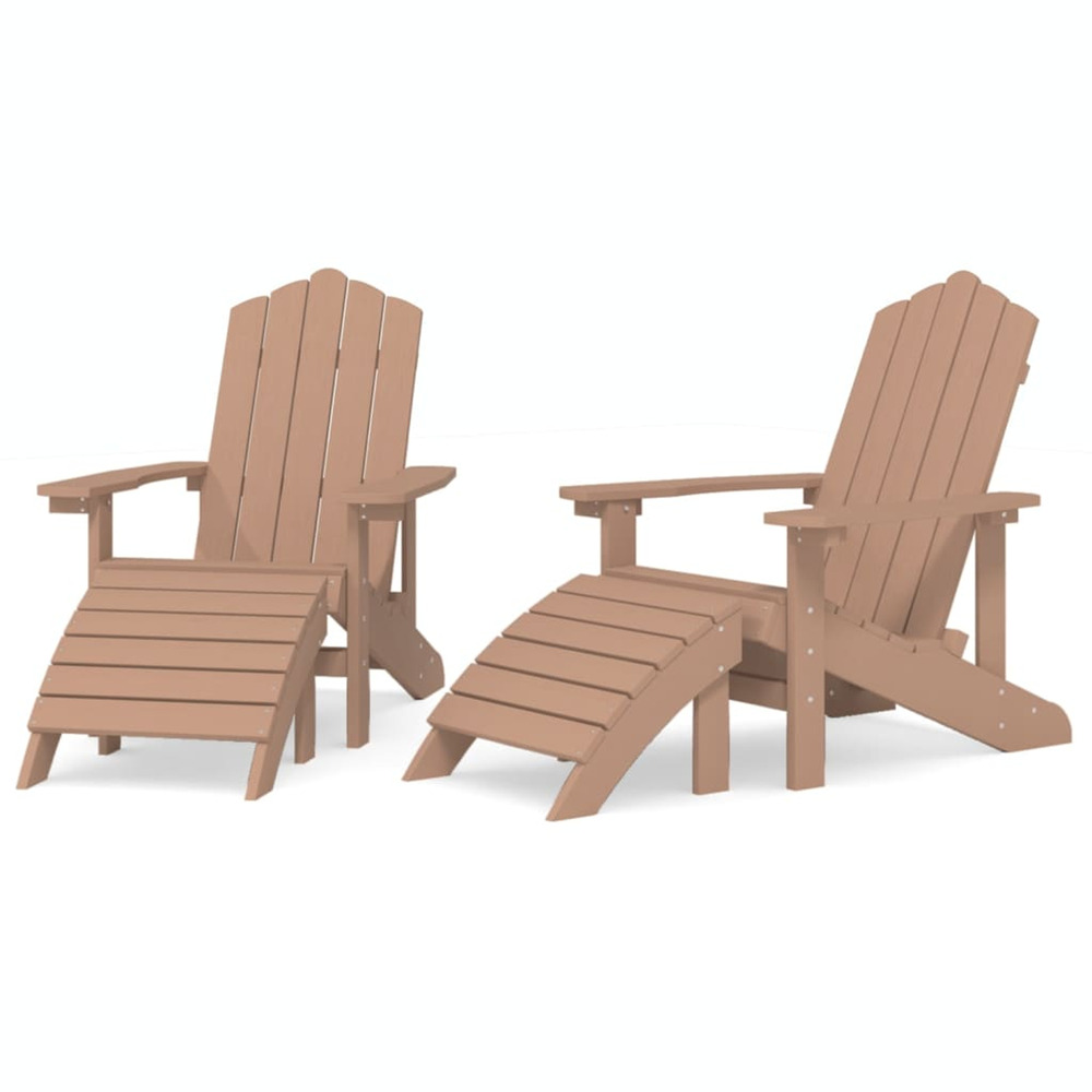 Chaises de jardin adirondack lot de 2 repose-pieds pehd marron