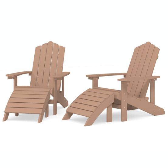 Chaises de jardin adirondack lot de 2 repose-pieds pehd marron