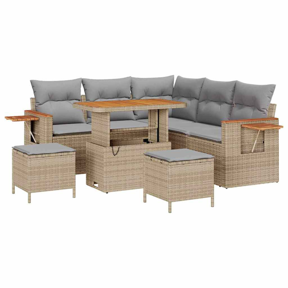 Ensemble de canapé de jardin 8 pcs beige et gris clair