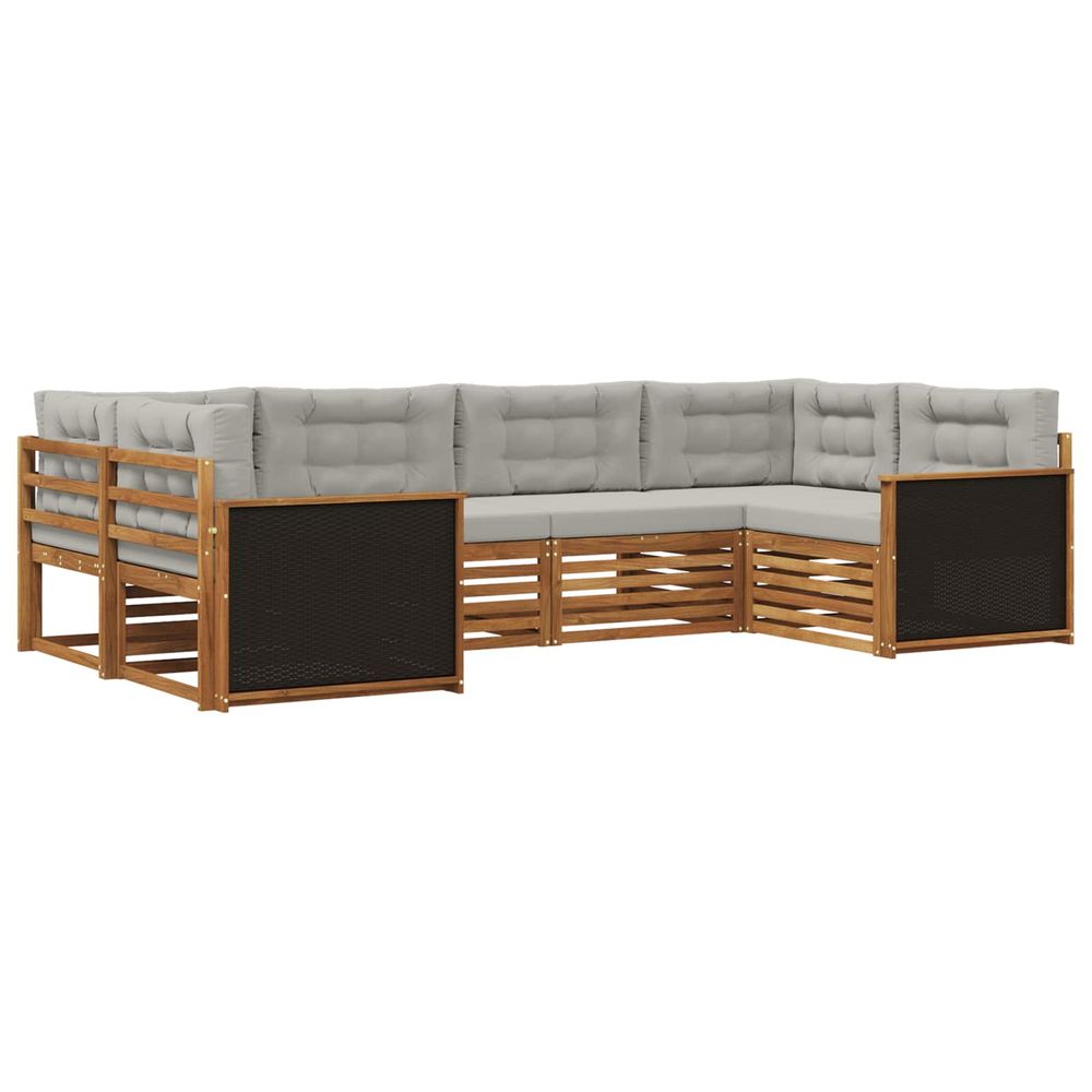 Ensemble de canapés d'extérieur 6 pc naturel et gris clair