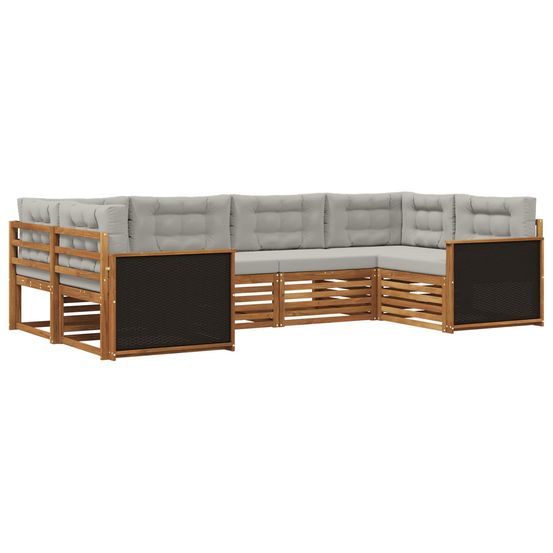 Ensemble de canapés d'extérieur 6 pc naturel et gris clair