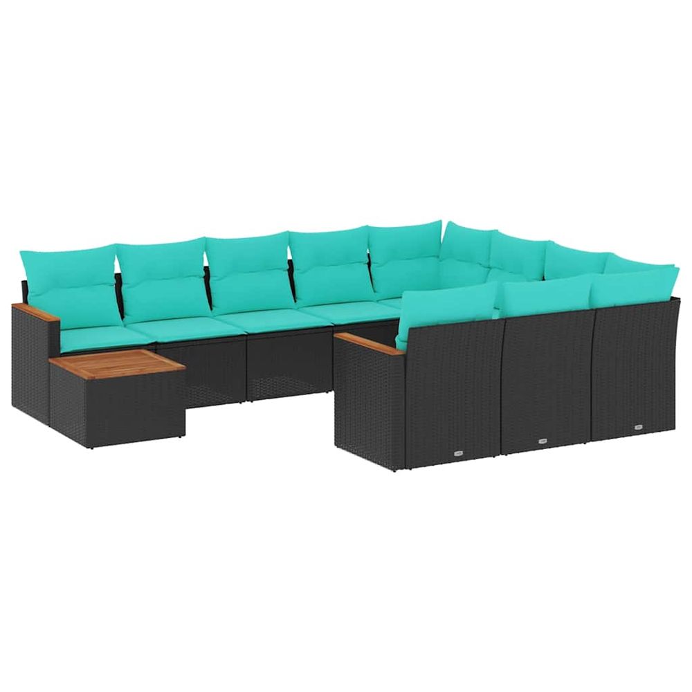 Ensemble de canapé de jardin 11 pcs avec coussins noir