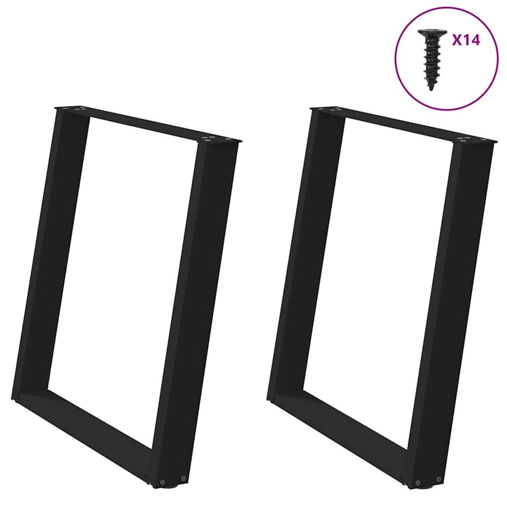 Pieds de table à manger en u 2 pièces noir 70 x (72-73) cm acier