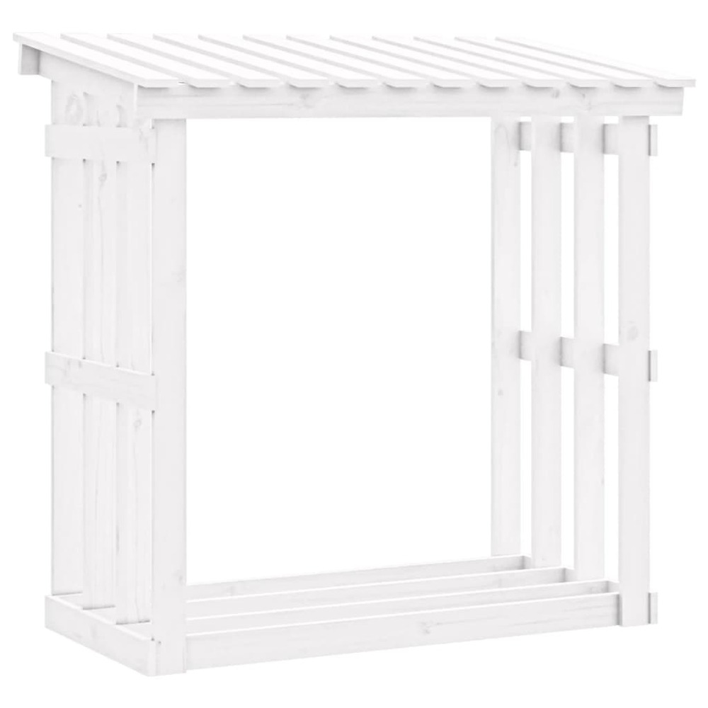 Support pour bois de chauffage blanc 108x64,5x109cm bois de pin