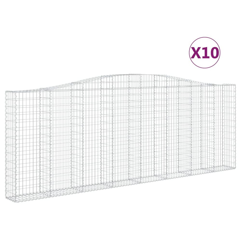 Paniers à gabions arqués 10 pcs 400x30x140/160 cm fer galvanisé