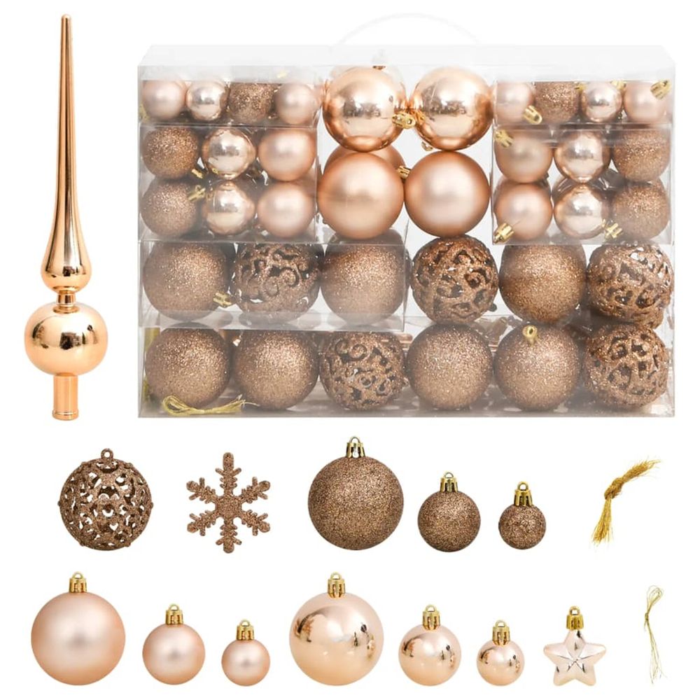 Ensemble de boules de noël 111 pièces doré rose polystyrène