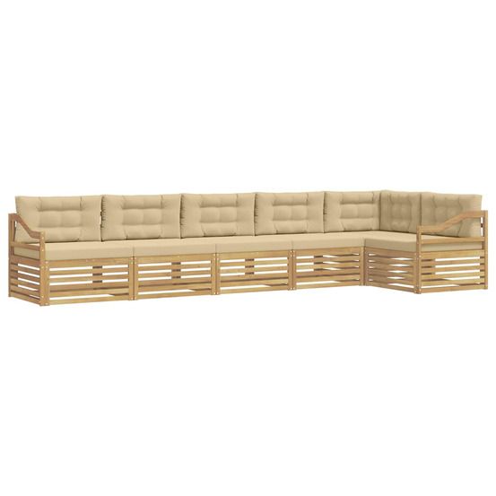 Ensemble de canapés d'extérieur 6 pc blanc et beige polyester