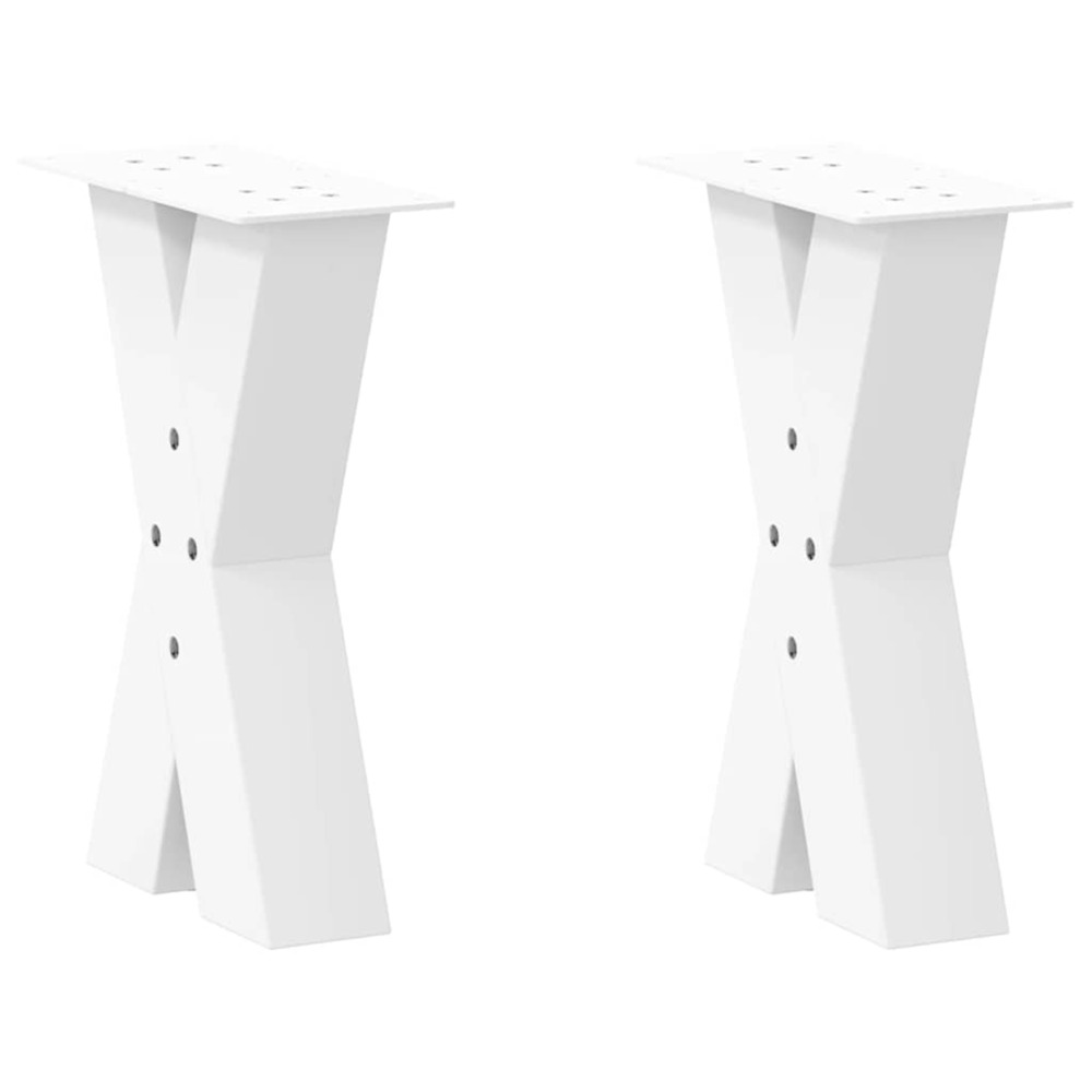 Pieds de table basse en forme de x, 2 pièces, blanc, 28 x (42-43) cm, acier