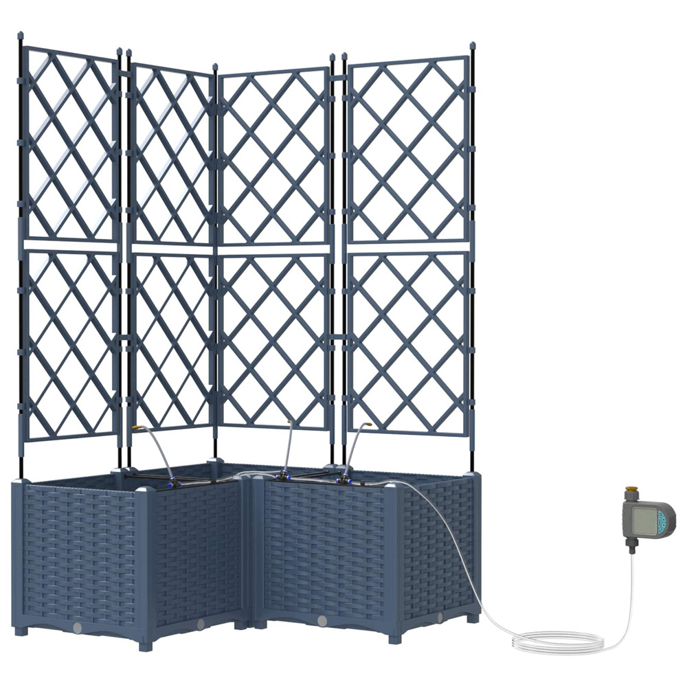 Cache-pot de jardin 3 pcs gris 80 x 80 x 142 cm plastique