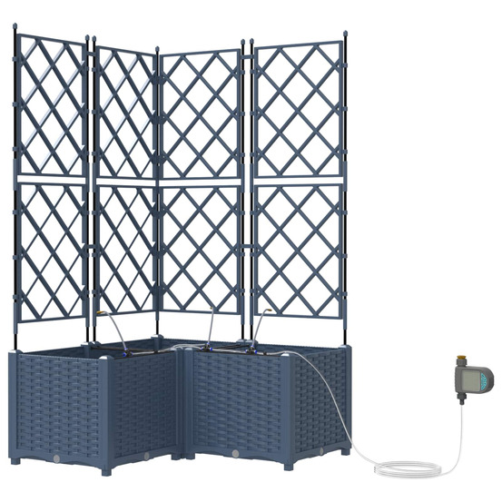 Cache-pot de jardin 3 pcs gris 80 x 80 x 142 cm plastique