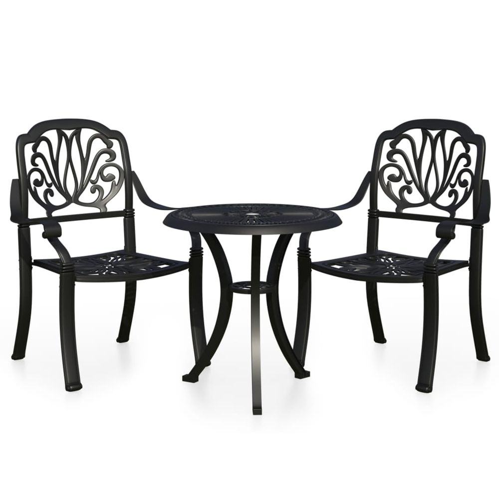 Ensemble de bistro 3 pcs aluminium coulé noir