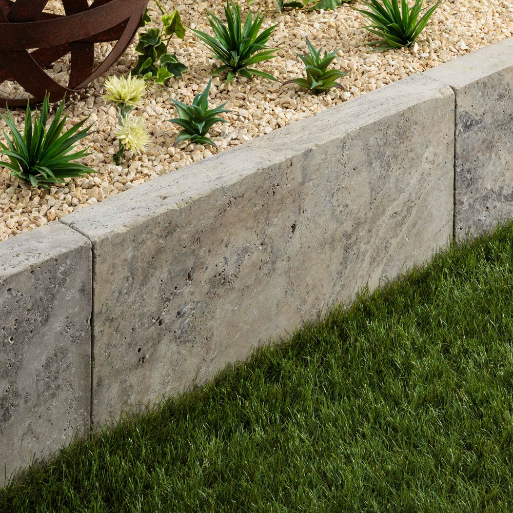 Bordure de jardin travertin gris silver 70x35x8 cm (à l'unité) - ro'ma nature