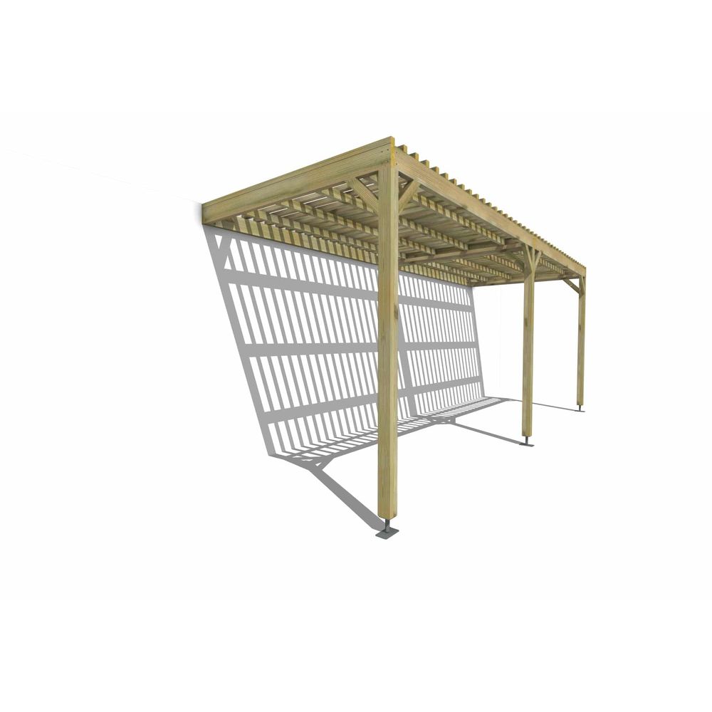 Pergola bois • 6m x 2m • adossée • sens largeur • lattage bois • livraison comprise
