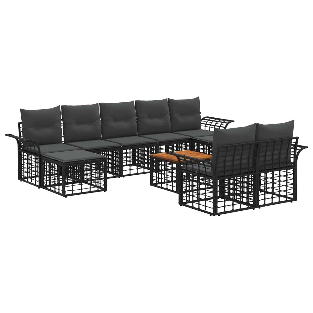 Ensemble de canapés d'extérieur 10 pc noir et gris foncé