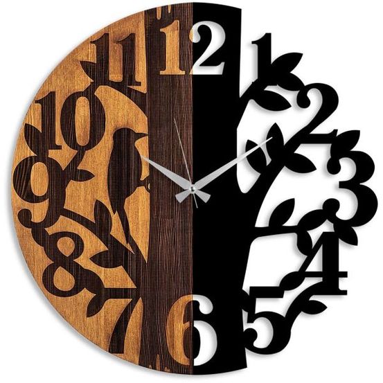 Horloge en bois et métal clock arbre