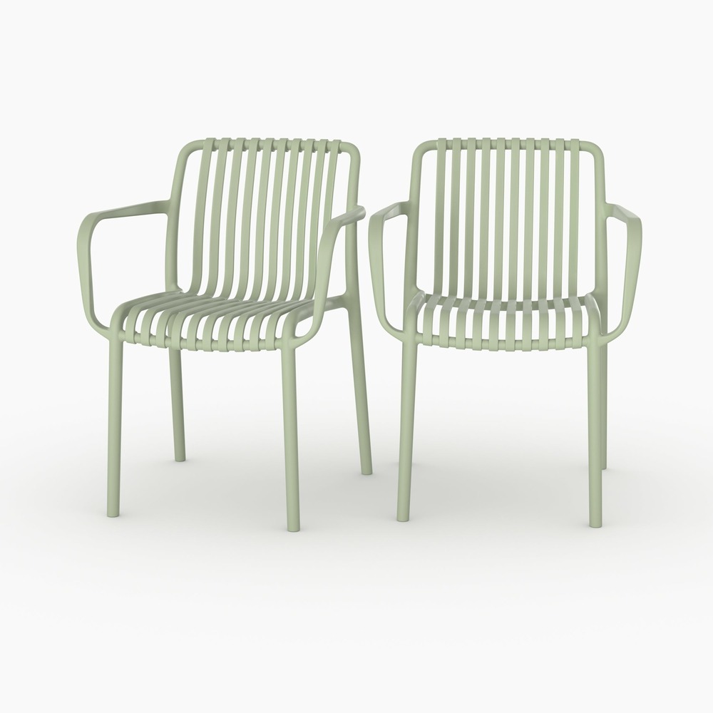 Ivy-lot de 2 chaises de jardin empilables en plastique vert pastel