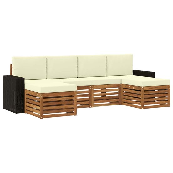 Ensemble de canapés d'extérieur 6 pc naturel et crème