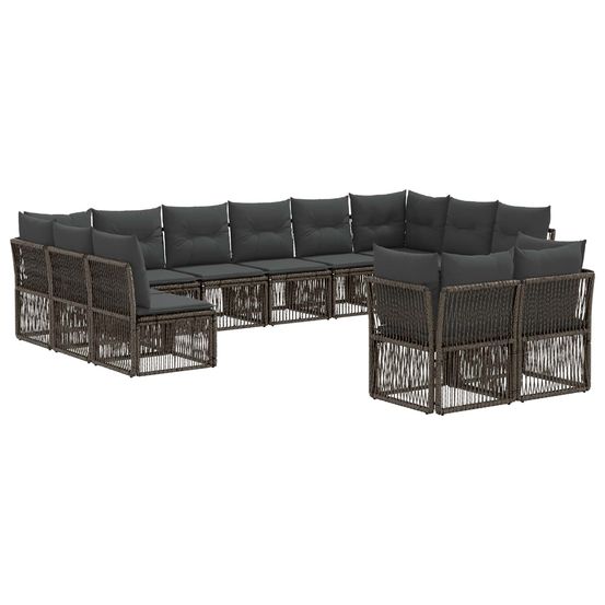 Ensemble de canapé de jardin 12 pc gris polyrotin