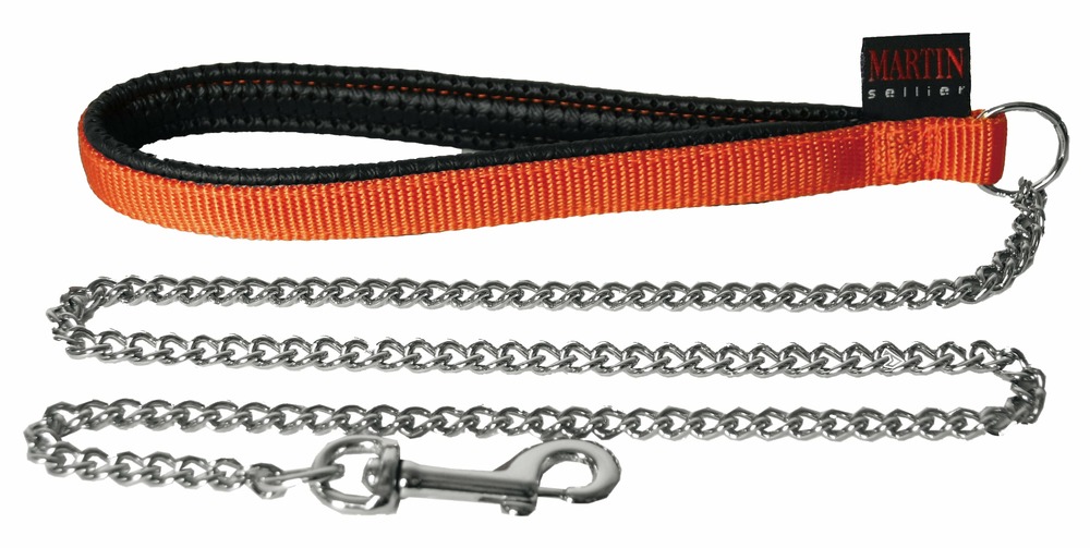 Martin sellier - laisse en chaîne pour chiens en nylon martin sellier - collection nylon uni - laisse avec une poignée confort