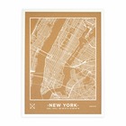 Carte en liège - woody map natural new york / 90 x 60 cm / blanc / cadre blanc