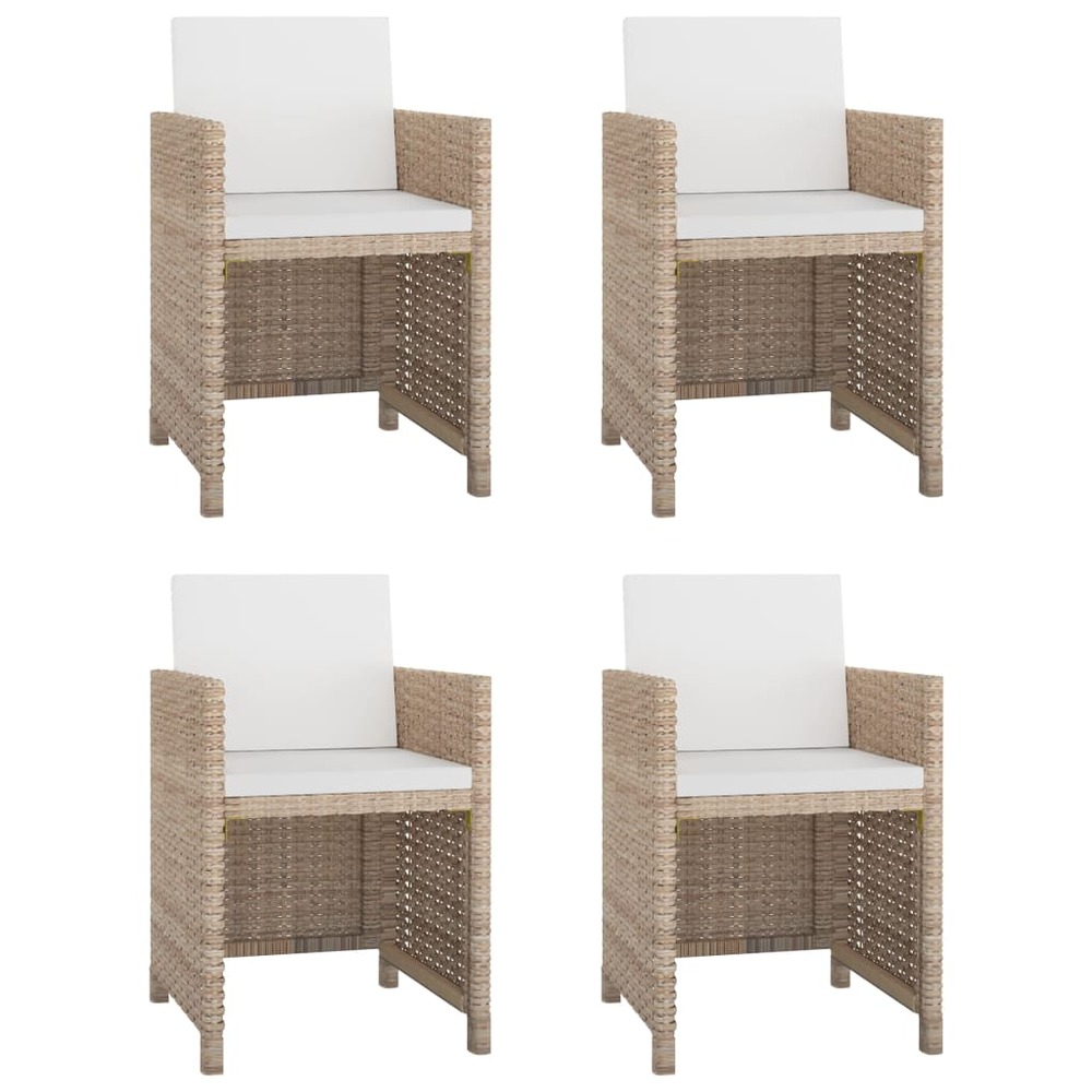 Ensemble à manger d'extérieur avec coussins 5 pcs rotin beige