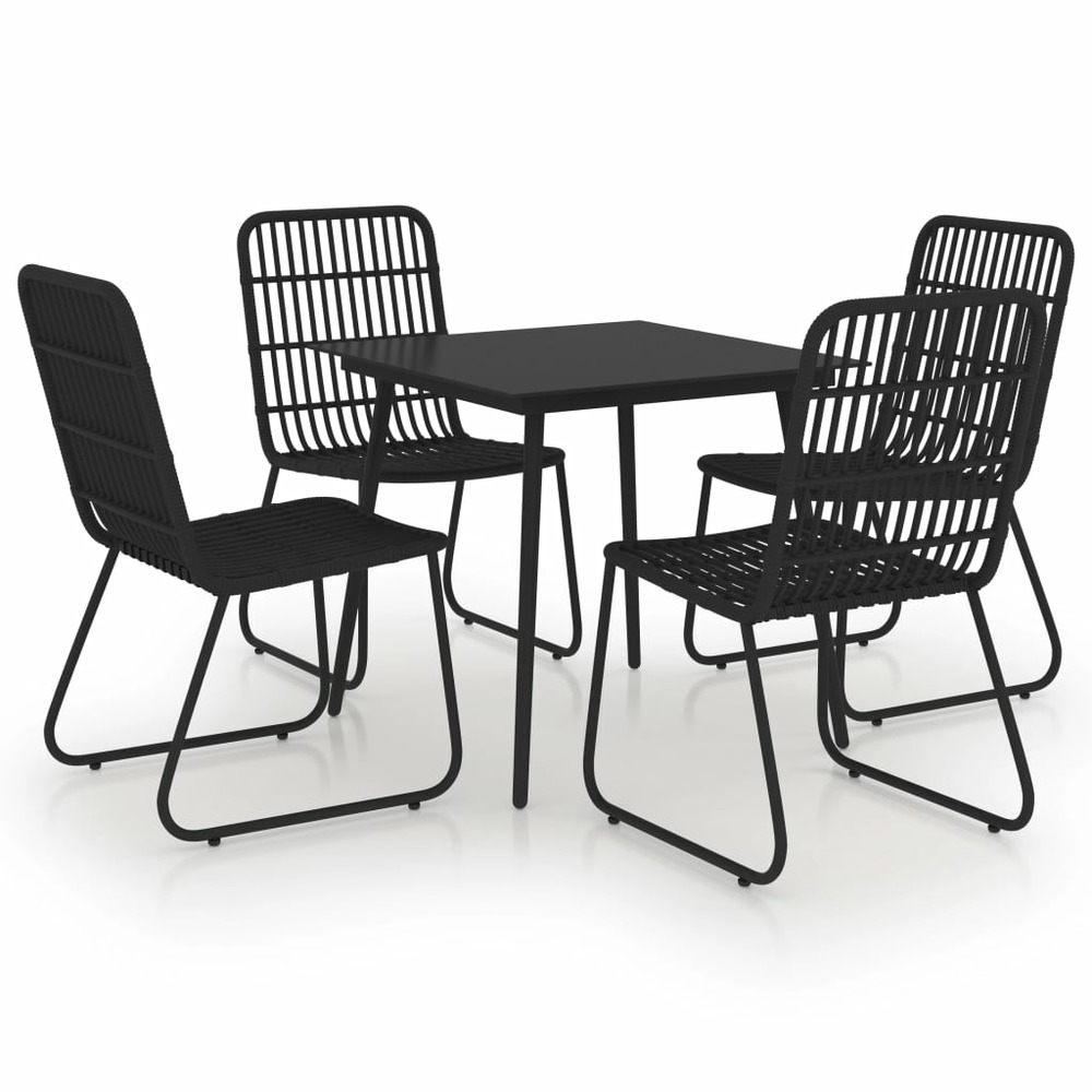 Ensemble à manger d'extérieur 5 pcs résine tressée et verre