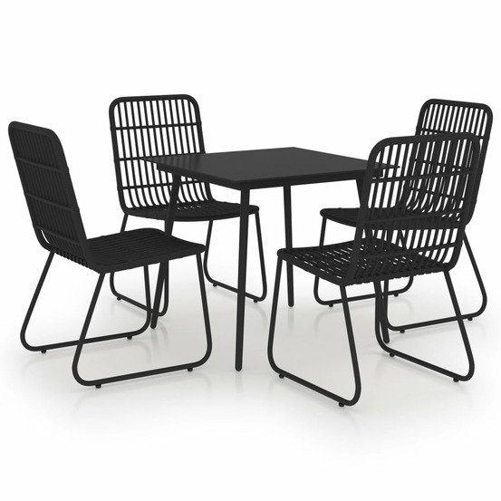 Ensemble à manger d'extérieur 5 pcs résine tressée et verre