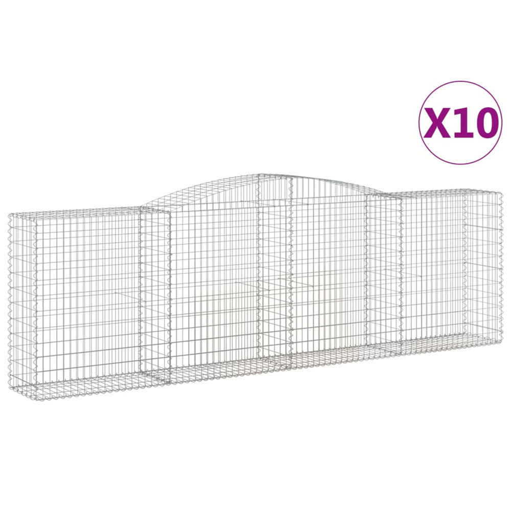 Paniers à gabions arqués 10 pcs 400x50x120/140 cm fer galvanisé
