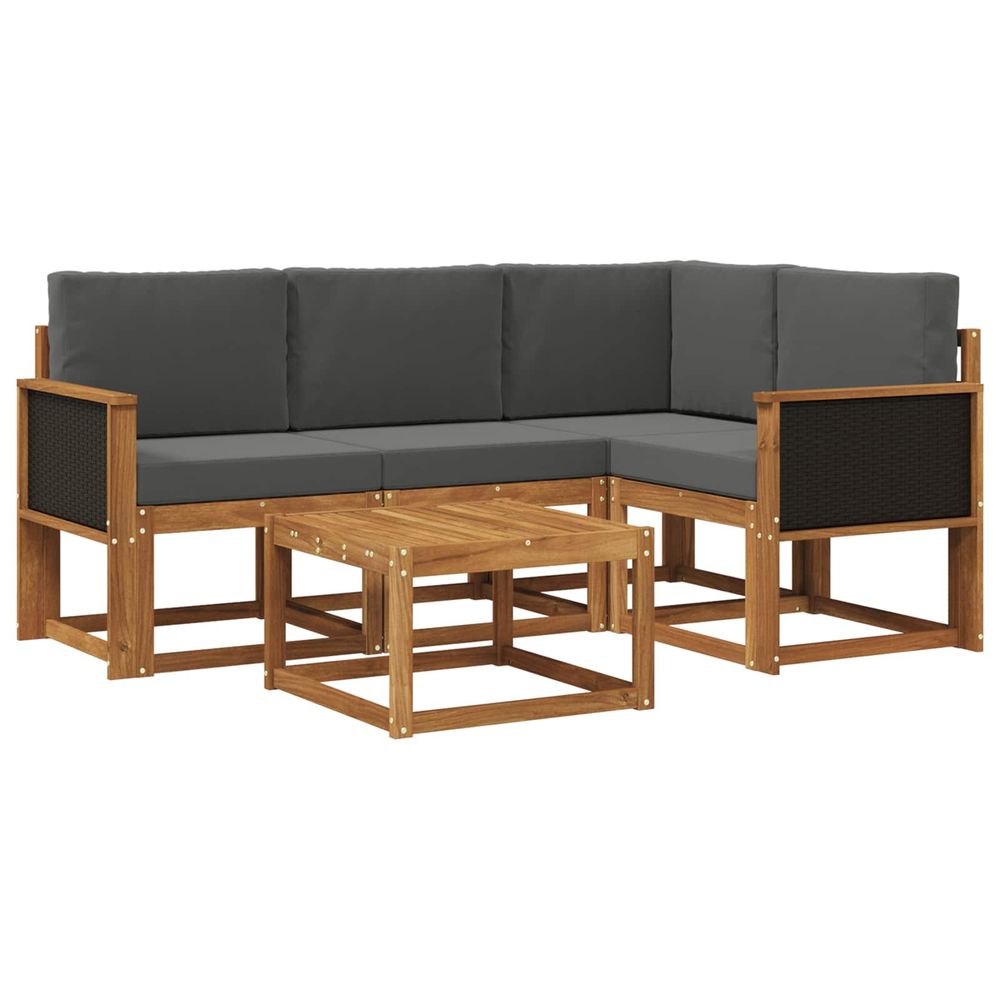 Ensemble de canapés d'extérieur 5 pc naturel et anthracite