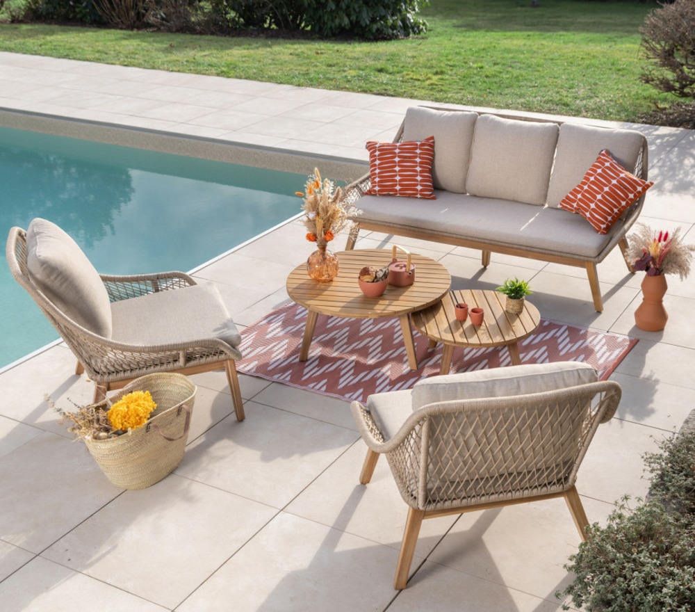 Salon de jardin en acacia - 5 places - danao