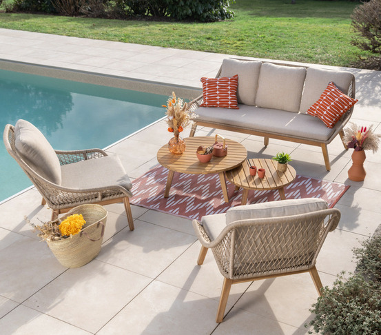 Salon de jardin en acacia - 5 places - danao