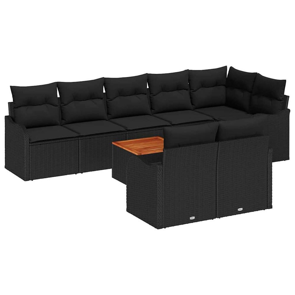 Ensemble de canapé de jardin 9 pc noir polyrotin