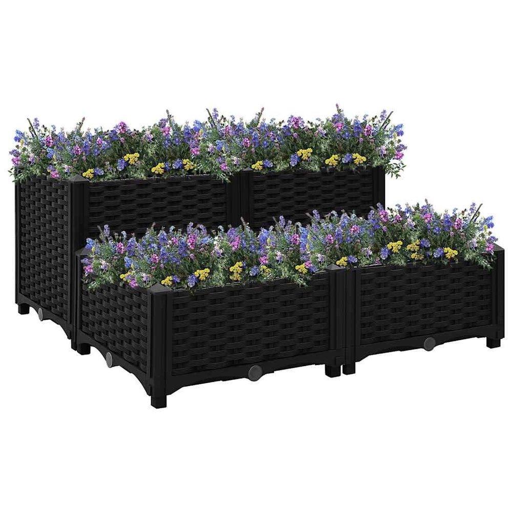 Carré potager surélevé 80x80 cm en polypropylène pour jardin moderne noir